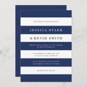 Chic Navy Stripes Hochzeitseinladung Einladung (Vorne/Hinten)