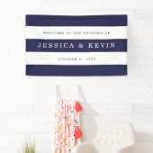 Chic Navy Stripes Wedding Banner (Insitu)