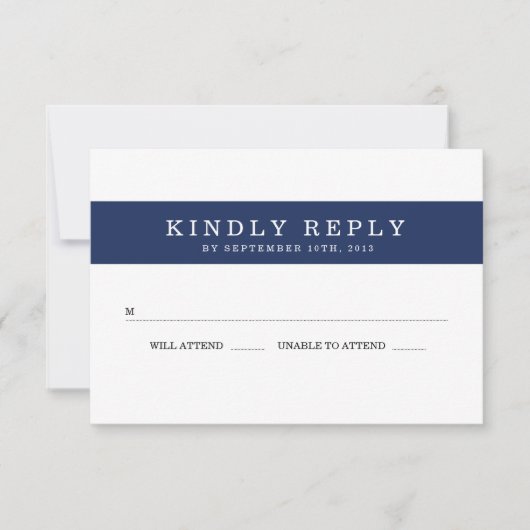 Chic Navy Stripes Wedding RSVP (Vorderseite)
