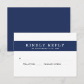 Chic Navy Stripes Wedding RSVP Karte (Vorne/Hinten)