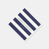 Chic Navy Stripes Wedding Serviette (Ecke)