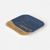 Chic Navy und Gold Bon Appétit Script Geburtstag Pappteller (Gewinkelt)