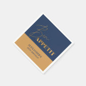 Chic Navy und Gold Bon Appétit Script Geburtstag Serviette (Ecke)