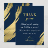 Chic Navy und Gold Elegante Geburtstag Einladung (Vorne/Hinten)