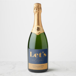 Chic Navy und Gold Feiern Schaumweinetikett