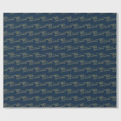 Chic Navy und Gold Name Alter Geburtstag Geschenkpapier (Flach)