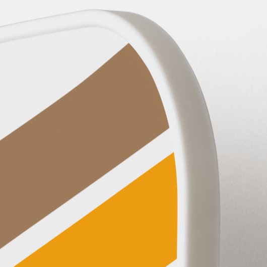 Chic Navy White Bold Yellow Mocha Brown Streifen Pickleball Schläger (Linke Seite)