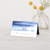 Chic Navy White Watercolor Hochzeitsempfang Platzkarte (Rückseite)