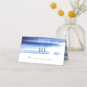 Chic Navy White Watercolor Hochzeitsempfang Platzkarte (Vorderseite)