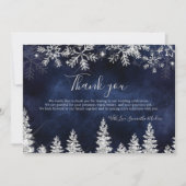 Chic Navy Winter Silber Pine Hochzeit Dankeskarte (Vorderseite)