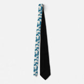 Chic navyblau-weißes Blumenmuster Krawatte (Rückseite)