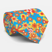 Chic Necktie: Ditsy Orange Blumenmuster Krawatte (Gerollt)