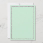 Chic neo mint silberner Glitzer Blumenhochzeit Einladung (Rückseite)