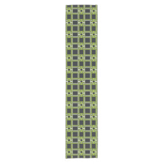 Chic Neon Citrus Green Black Pattern Kurzer Tischläufer