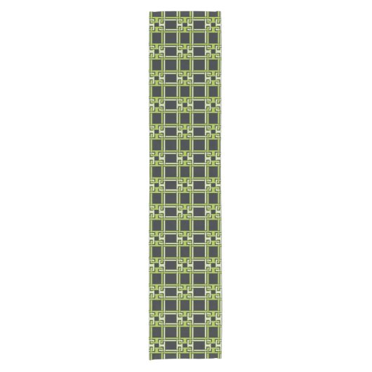 Chic Neon Citrus Green Black Pattern Kurzer Tischläufer (Vorderseite)
