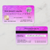 Chic Neon Magenta Sequin Glitzer Kreditkartenlogo Visitenkarte (Vorne/Hinten)