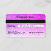 Chic Neon Magenta Sequin Glitzer Kreditkartenlogo Visitenkarte (Rückseite)