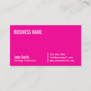 Chic Neon Pink Professor Business Card Visitenkarte