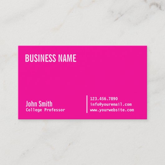 Chic Neon Pink Professor Business Card Visitenkarte (Vorderseite)
