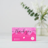 Chic neon rosa Glitzer Tropfen blush Ordnung danke Visitenkarte (Stehend Vorderseite)