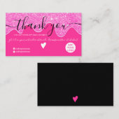 Chic neon rosa Glitzer Tropfen blush Ordnung danke Visitenkarte (Vorne/Hinten)