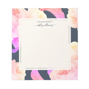 chic Neon Rose Dark Blue Personalized Notizblock