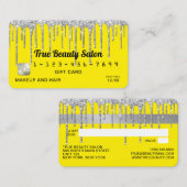 Chic Neon Yellow Silver Glitzer Tropfen geben Kred Visitenkarte (Vorne/Hinten)