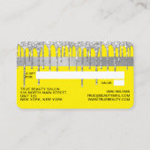 Chic Neon Yellow Silver Glitzer Tropfen geben Kred Visitenkarte (Rückseite)
