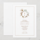 Chic Neutral Boho Monogram Wreath Wedding Einladung (Vorne/Hinten)