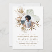 Chic Neutral Boho Wreath Foto Abschluss Einladung (Vorderseite)