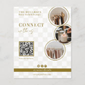 Chic Neutral Checker Boutique QR Code Photo Flyer (Vorne)