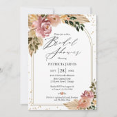 Chic Neutral Colors Boho Floral Brautparty Einladung (Vorderseite)