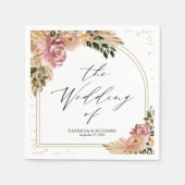 Chic Neutral Colors Boho Floral Wedding Serviette (Vorderseite)