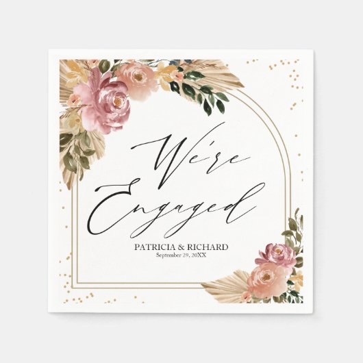 Chic Neutral Colors Boho Verlobung Serviette (Vorderseite)