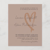 Chic Neutral Drawn Heart BUDGET Wedding Invitation (Vorderseite)
