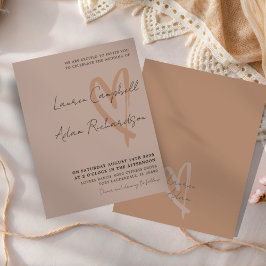 Chic Neutral Drawn Heart BUDGET Wedding Invitation