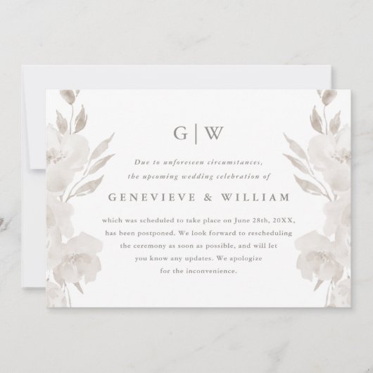 Chic Neutral Floral Wedding Postponement (Vorderseite)