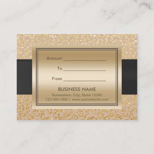 Chic Neutral Gold Leopard Print Geschenkgutscheine Rabattkarte (Rückseite)