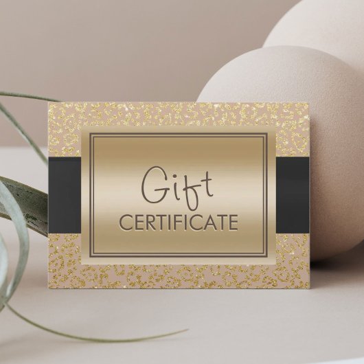 Chic Neutral Gold Leopard Print Geschenkgutscheine Rabattkarte
