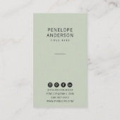 Chic Neutral Green Minimalistisch Modern Boho Tren Visitenkarte (Rückseite)