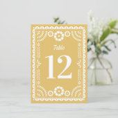 Chic Neutral Papel Picado Wedding Tischnummer (Stehend Vorderseite)
