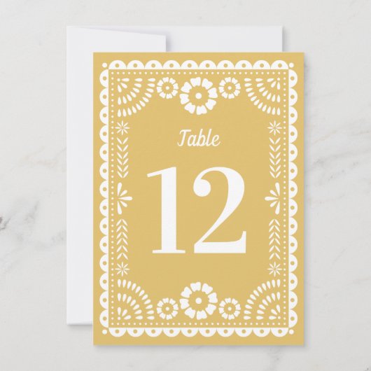 Chic Neutral Papel Picado Wedding Tischnummer (Rückseite)