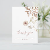 Chic Neutral rosa botanisches Brautparty Dankeskarte (Stehend Vorderseite)