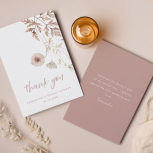 Chic Neutral rosa botanisches Brautparty Dankeskarte