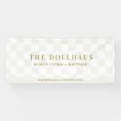 Chic Neutral Tan Checkered Shop Name Banner (Horizontal)