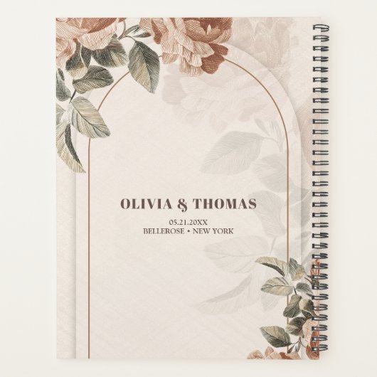 Chic neutrale Erdtöne rostige Rose Hochzeit im Her Planer (Rückseite)
