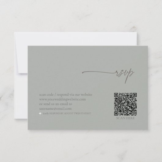Chic Neutrals Hochzeit QR Code Sage Gray ID1020 RSVP Karte (Vorderseite)