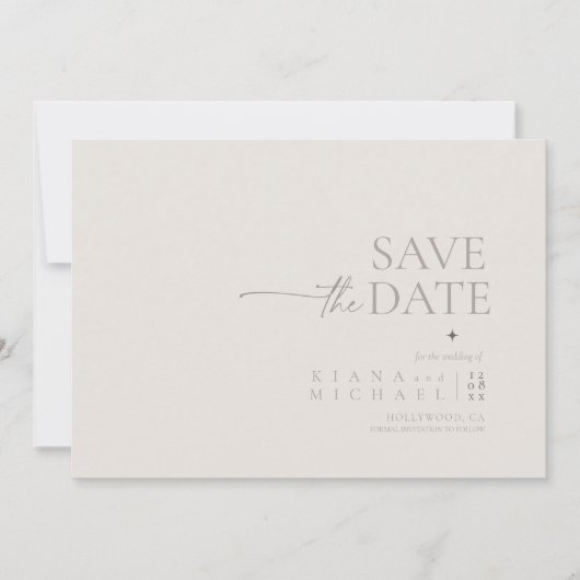 Chic Neutrals Wedding Bone White ID1020 Save The Date (Vorderseite)