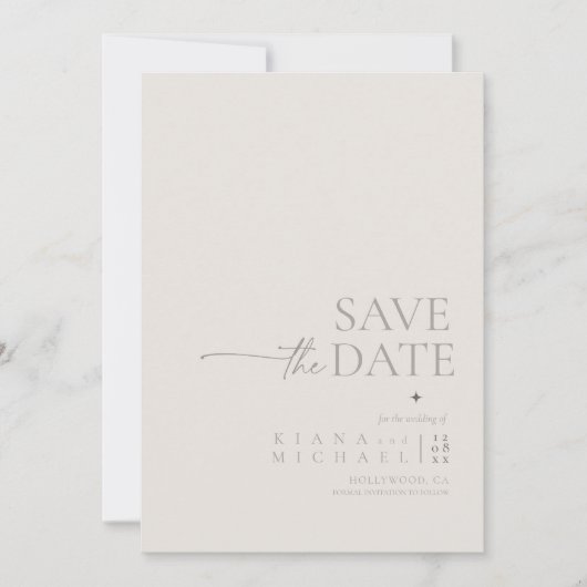 Chic Neutrals Wedding Bone White Vert ID1020 Save The Date (Vorderseite)