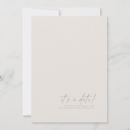 Chic Neutrals Wedding Bone White Vert ID1020 Save The Date (Rückseite)